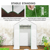 Outsunny Walk-in Greenhouse with 4 Shelves, UV-Resistant Cover & Roll-Up Zipped Door – Small Garden Greenhouse, White