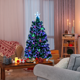 FCH 3ft Fibre Optic Christmas Tree with 85 Colour-Changing Branches, Top Star & Iron Stand – White
