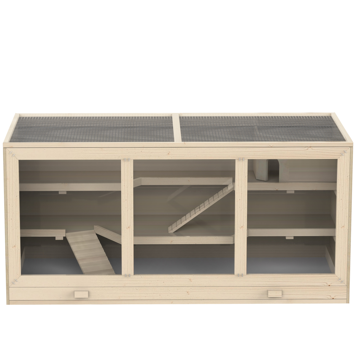 Wooden Hamster Cage with Exercise Run & Lockable Door – Small Animal Hutch for Rats, Mice, Guinea Pigs