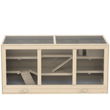 Wooden Hamster Cage with Exercise Run & Lockable Door – Small Animal Hutch for Rats, Mice, Guinea Pigs