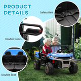 HOMCOM 12V Two-Seater Kids Electric Ride-On Truck with Electric Bucket, Remote Control & LED Lights – Blue