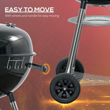 Outsunny Portable Kettle Charcoal BBQ Grill & Smoker with Lid, Thermometer, Wheels & Cover – Black