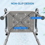 HOMCOM Rust-Free Aluminium Bath Chair with 6-Level Adjustable Height and Anti-Slip Mats – Bathing Seat, Grey
