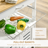 HOMCOM Kitchen Island Trolley with Bamboo Top, Drawer, Cabinet & Lockable Wheels – Rolling Storage Cart