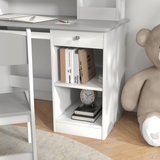 Kids Study Desk and Chair Set with Storage Shelves, Drawer & Keyboard Tray – Children's Desk for Ages 5–8, Grey
