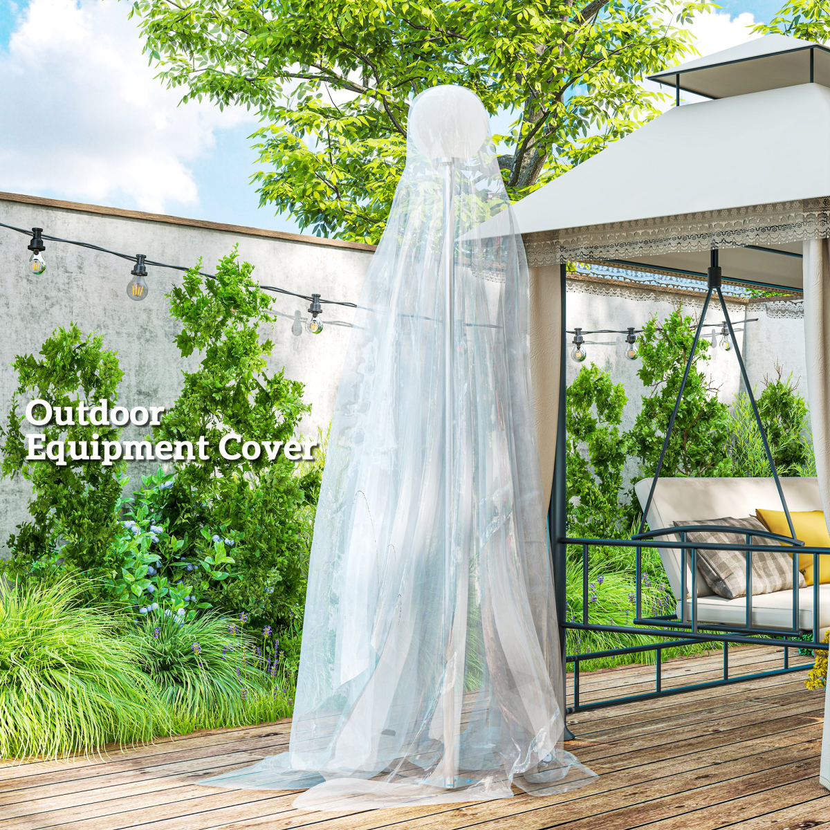 Outsunny 6x10m Clear Polytunnel Greenhouse Cover, Heavy-Duty 150um (6mil) UV5% Waterproof Plastic