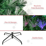 HOMCOM 6ft Multicoloured Artificial Christmas Tree with 230 Fibre Optic LED Lights and Star Holder – Metal Base