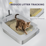 XXL Stainless Steel Cat Litter Box with Scoop, 14.8cm High Sides – Large Litter Tray for Cats up to 12kg & Multi-Cat Homes, Grey