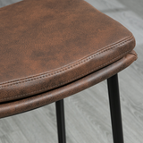HOMCOM Upholstered Curved Seat Breakfast Bar Stools with Footrest – Set of 2, Brown