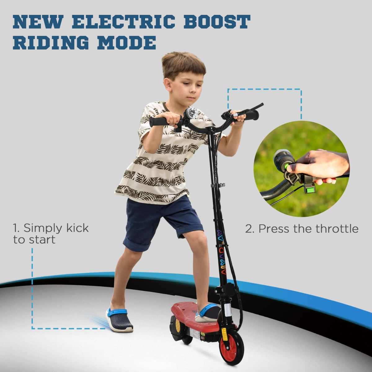 Folding Kids Electric Scooter with LED Headlight, Hand Brake & Adjustable Height – E-Scooter for Ages 7-14, Red