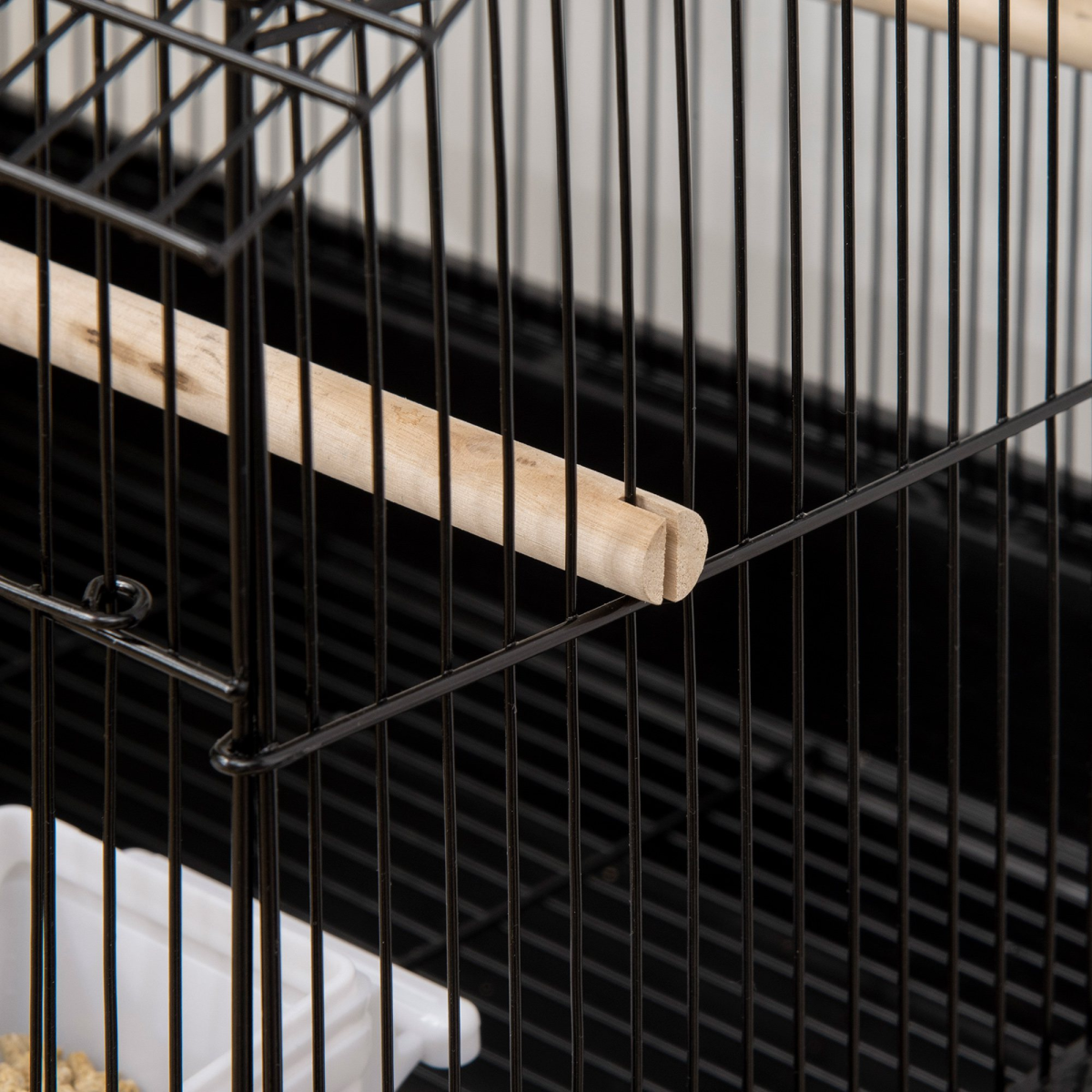 PawHut Metal Bird Cage with Plastic Perch, Food Container and Carry Handle, 50.5 x 40 x 63cm – Black