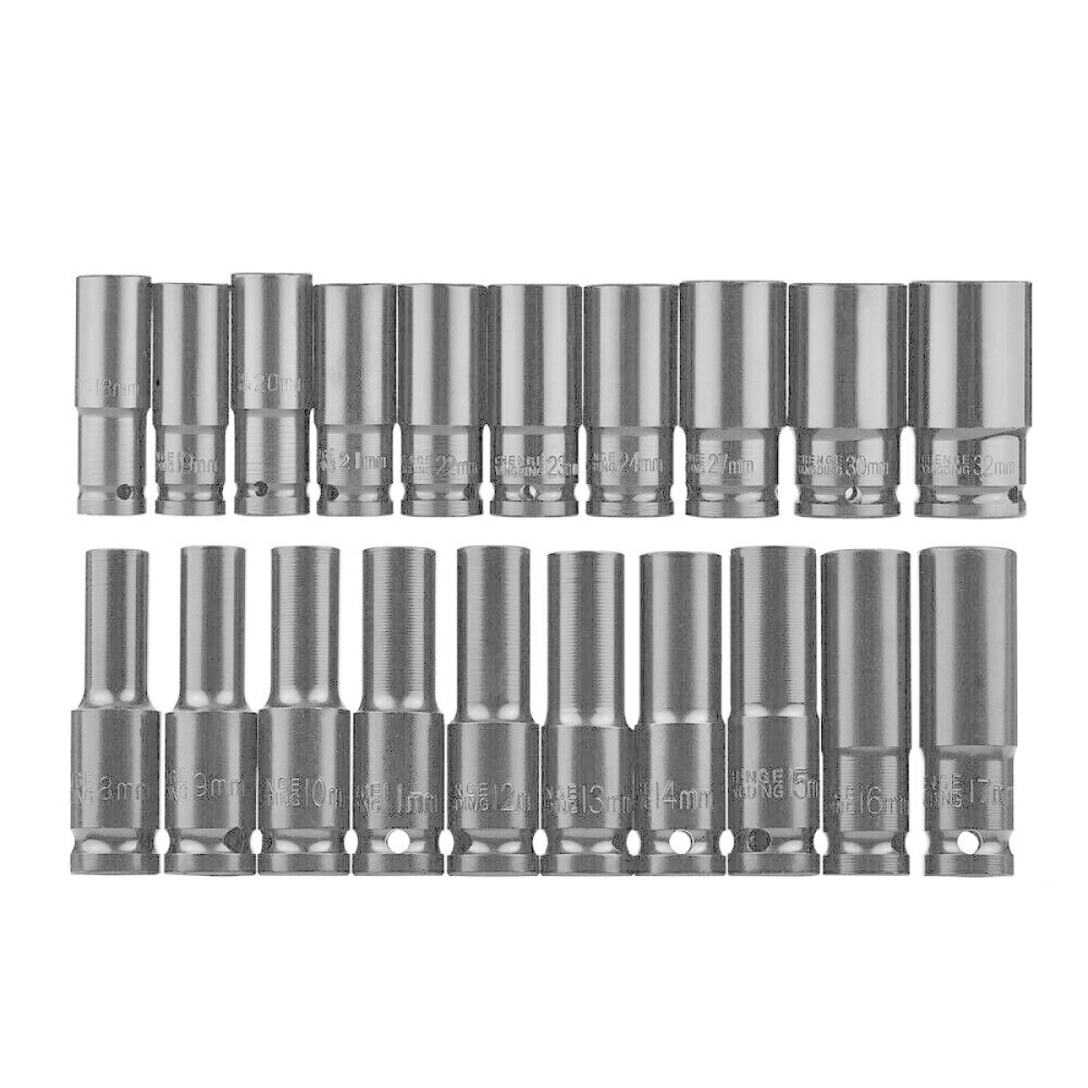 20-Piece Deep Impact Socket Set, 1/2 Inch Drive Metric 8–32mm – High-Carbon Steel with Storage Case