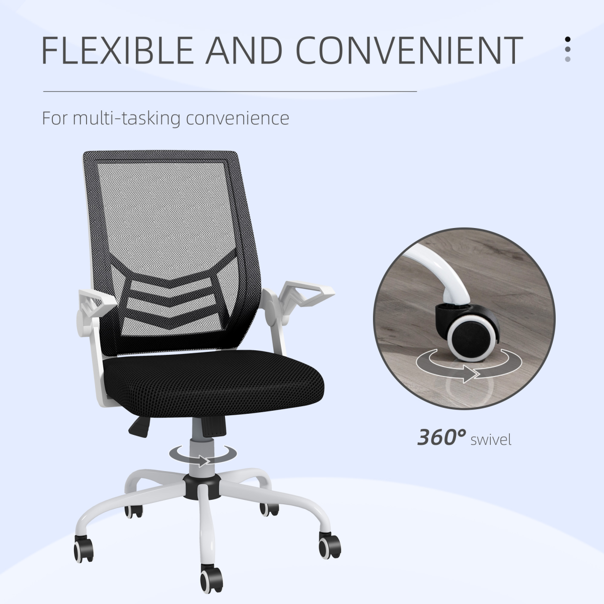 Vinsetto Mesh Swivel Office Chair with Lumbar Support and Flip-Up Armrests – Home Task Chair, Black