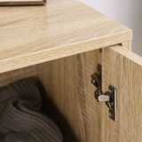 Embossed Arrow Storage Cabinet with Adjustable Shelf, Metal Frame & Handles – Versatile Home Storage