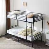 Heavy Duty Metal Single Bunk Bed with Ladder & Guard Rail – Space-Saving Frame, Black