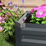 Outsunny Galvanised Steel Raised Garden Bed, 240cm Elevated Planter Box with Open Bottom, Grey
