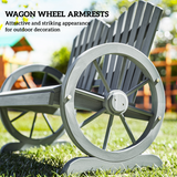 Outsunny Grey Fir Wood Outdoor Chair with Wheel-Shaped Armrest & Ergonomic Back Support – 250kg Capacity Garden Seating