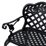 Outsunny Cast Aluminium Garden Bench – Antique-Style Outdoor Seat with Floral Scroll Back, Black