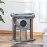 Cat Tree with Cat House, Wide Perch and Jute Scratching Pad – Multi-Level Cat Tower for Cats Under 4.5kg, Grey