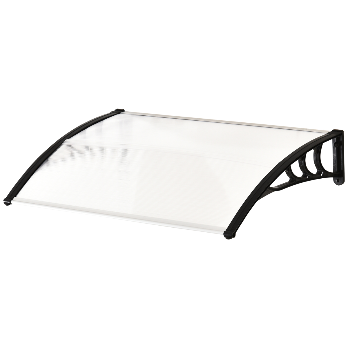 Outsunny Clear Polycarbonate Curved Awning with Black Bracket, 120cm – Door & Window Canopy, UV Protection