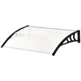 Outsunny Clear Polycarbonate Curved Awning with Black Bracket, 120cm – Door & Window Canopy, UV Protection
