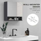kleankin Wall Mounted Bathroom Storage Cupboard with Mirror and Shelf, Light Grey
