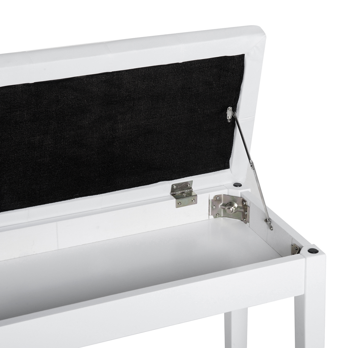 HOMCOM Piano Bench with Under-Seat Storage & Tufted Padded Seat – Solid Wood Double Stool, White