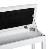 HOMCOM Piano Bench with Under-Seat Storage & Tufted Padded Seat – Solid Wood Double Stool, White