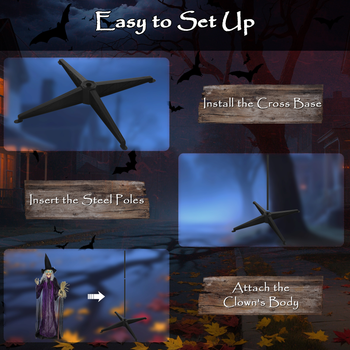 Outsunny Voice Activated Halloween Animatronic Standing Witch – 183 cm Life-Size Decoration, Purple