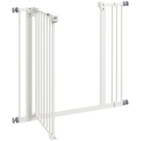 PawHut Adjustable Safety Gate with 1 Extension and 4 Screws – Pet Gate for Doors and Stairs, White