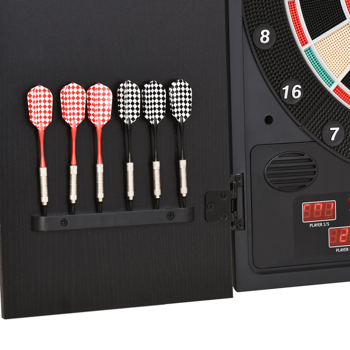 HOMCOM Electronic Dartboard with LED Scoreboard, 27 Games & Storage Cabinet – For Up to 8 Players