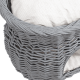 PawHut 2-Tier Willow Cat Condo with Padded Cushions – Elevated Wicker Pet Bed, Grey