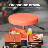 Mechanic Stool with Tool Trays and 5 Lockable Casters – Height-Adjustable 40–51 cm Workshop Seat, Yellow