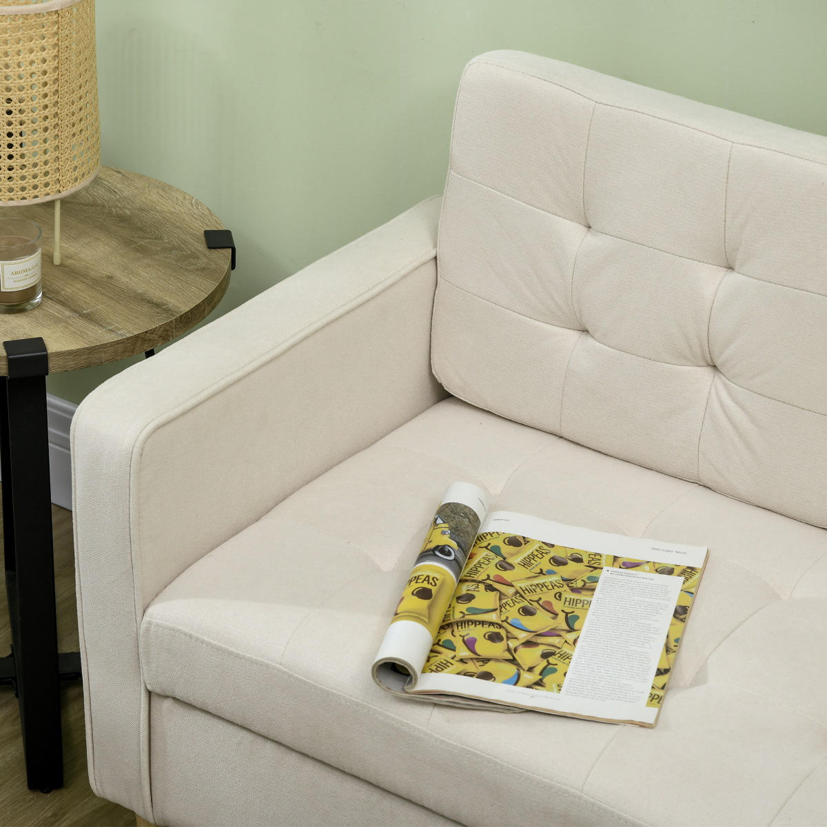 HOMCOM Cream Loveseat Sofa cushion padding detail
