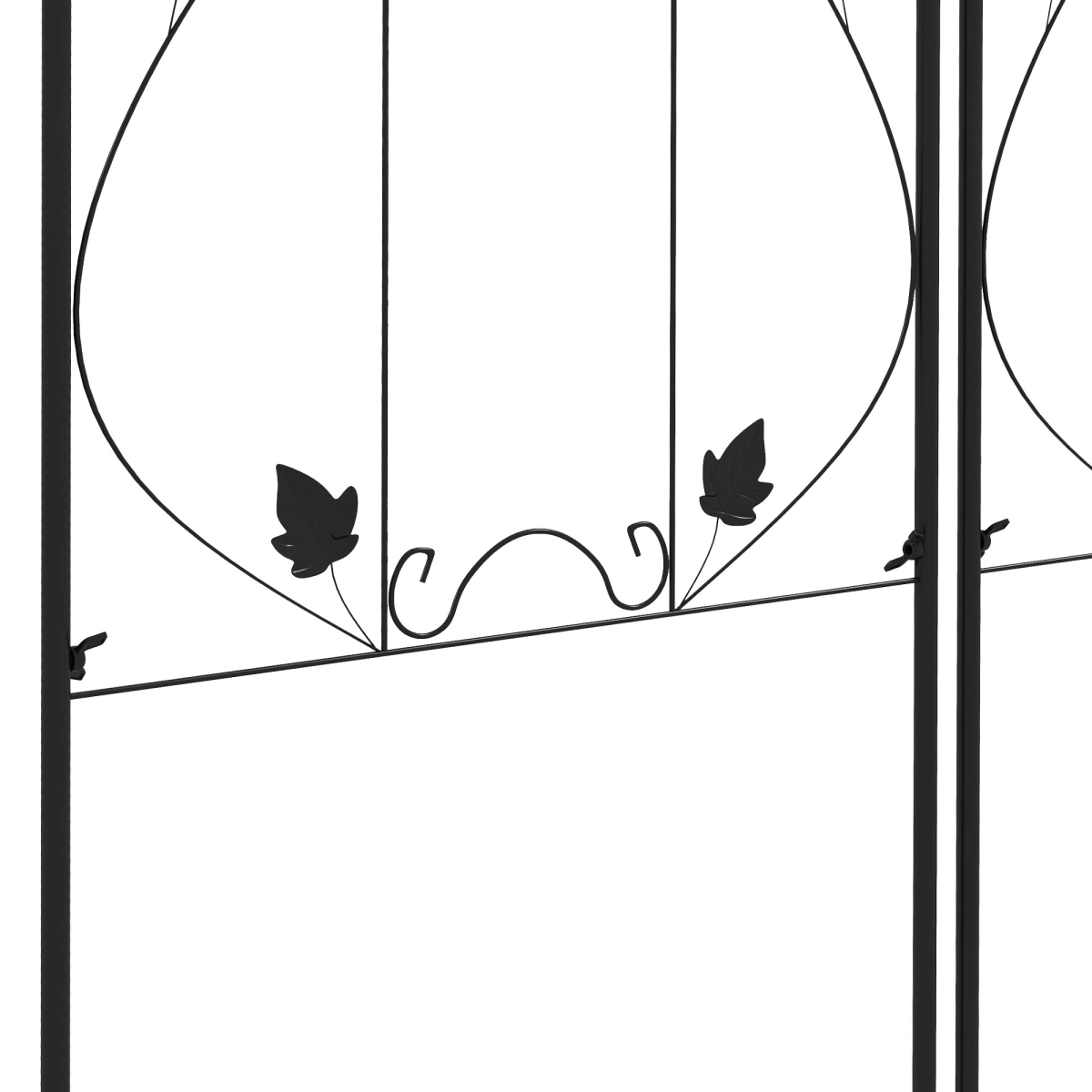 Outsunny Set of 2 Metal Garden Trellises for Climbing Plants – Leaf Design, Powder Coated Steel, Black