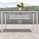 Outsunny Garden Table for 4-6 with Aluminium Frame & Slatted Top, 120 x 70 cm – Outdoor Patio Table, Black