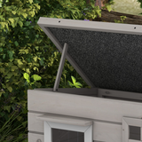 PawHut Wooden Cat House for Outdoors with Openable Asphalt Roof & Window – Elevated Shelter, Grey