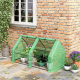 Mini Tunnel Greenhouse with 3 Roll-up Zipped Doors – Steel Frame PE Cover Grow Tunnel, 5.9 x 3 x 3ft, Green