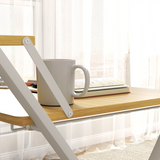 HOMCOM Folding Desk with 2-Tier Shelf – Space-Saving Home Office Computer Table, Maple Wood-Effect