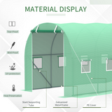 Walk-in Polytunnel Greenhouse with Galvanised Steel Frame & Roll-Up Windows – Garden Grow Tunnel, Green