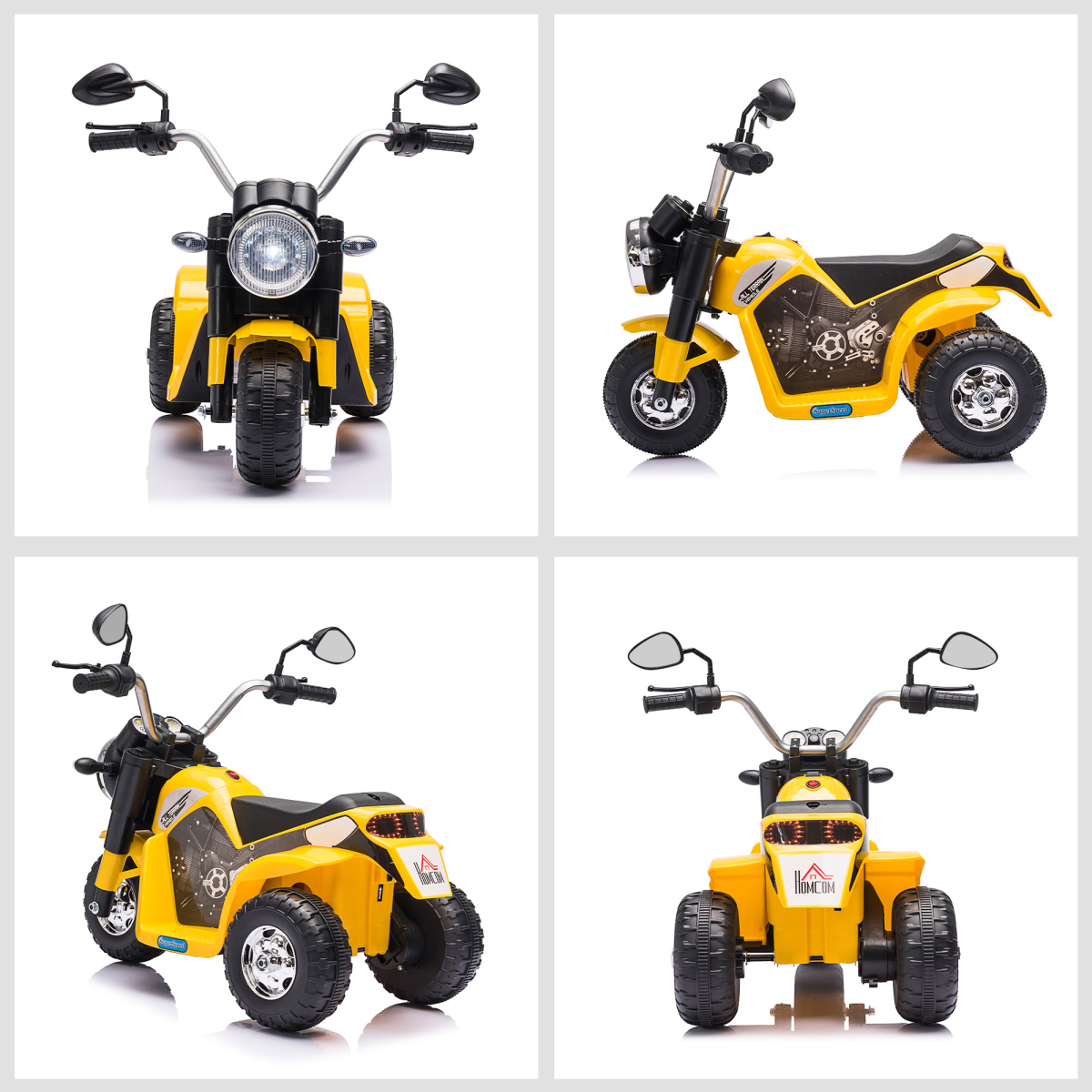 HOMCOM 6V Kids Electric Motorcycle Ride-On with Headlights & Horn – Battery Toy for 18-36 Months, Yellow