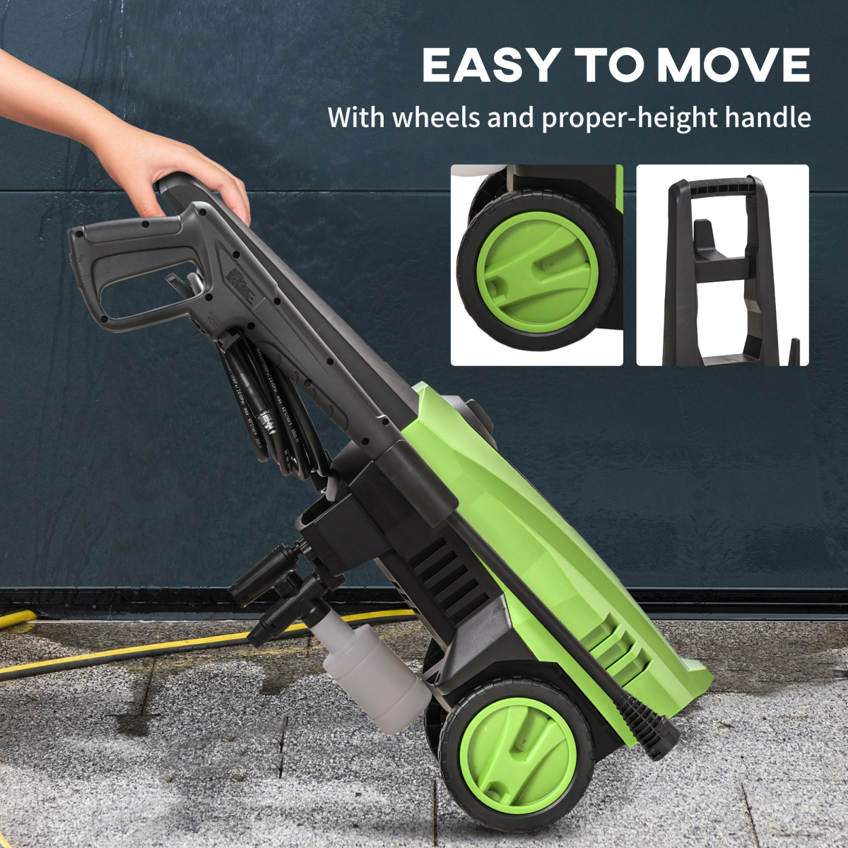 DURHAND 1800W Pressure Washer with 150 Bar Max Pressure and Snow Foam Bottle – Garden and Car Jet Washer