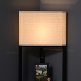 Modern Triangle Corner Floor Lamp with Built-In Display Shelves – Space-Saving Lighting