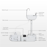 Portable Camping Sink with 4.5 Gallon Water Tank, Wheels & Handle – Outdoor Hand Wash Station, Light Grey