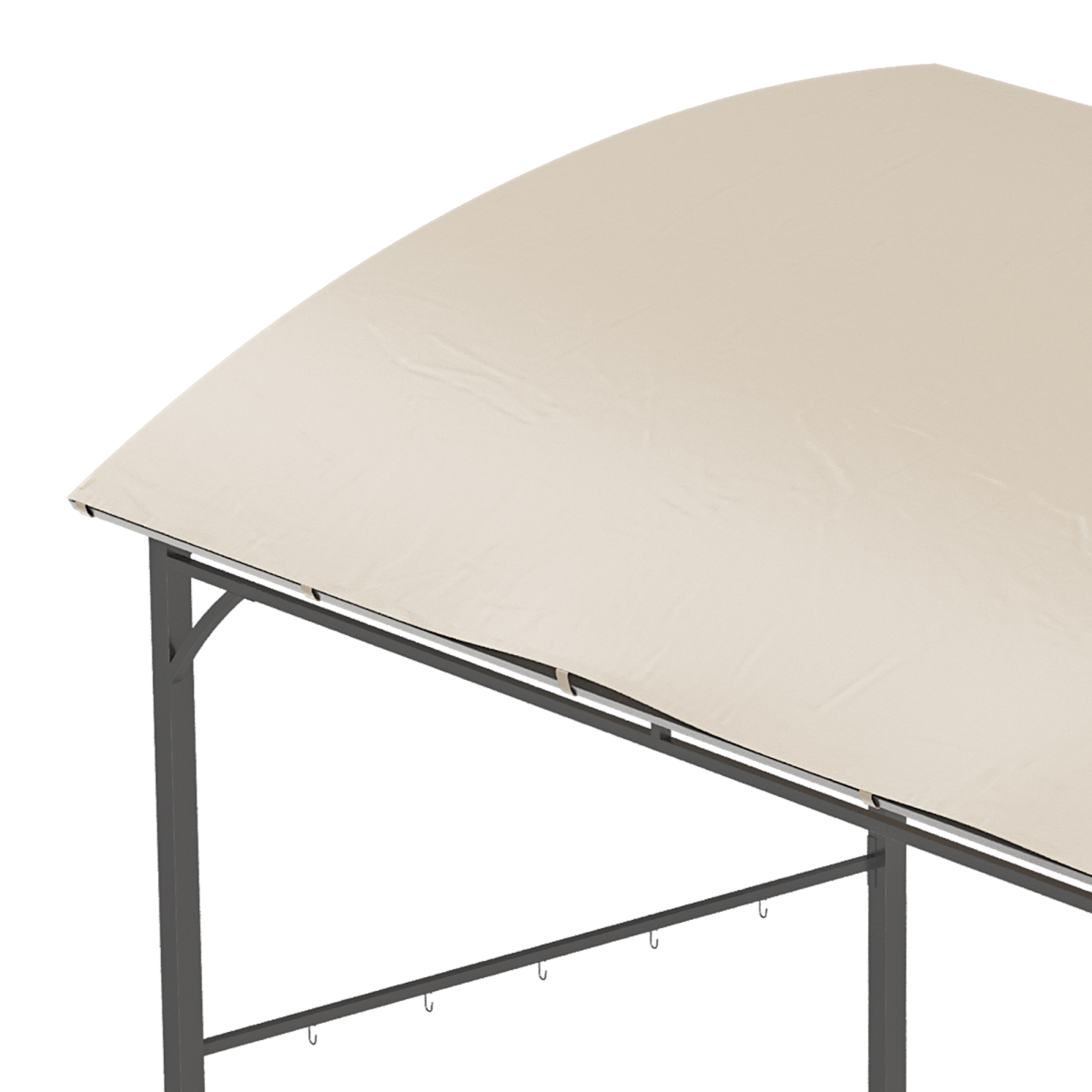 Outsunny BBQ Gazebo Tent 2.2 x 1.5m with 10 Hooks and Curved Canopy – Sun Shade Shelter, Beige