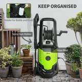Outsunny 2200W Power Washer with 170 Bar Pressure, Adjustable Nozzle and Hose Reel – Snow Foam Bottle Included
