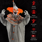 HOMCOM Halloween Clown Animatronic Prop with Light-Up Eyes – Indoor and Covered Outdoor Decoration