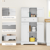 HOMCOM Freestanding Kitchen Cupboard with Drawer & Adjustable Shelf – Pantry Storage, White