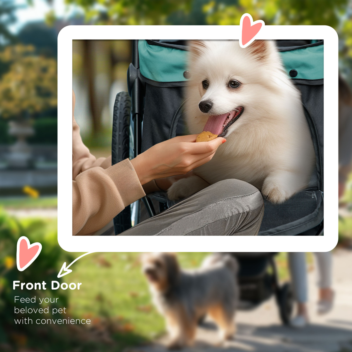 PawHut 3 Wheel Pet Stroller for Small & Medium Dogs with Canopy & Storage – Foldable Cat Pram, Green
