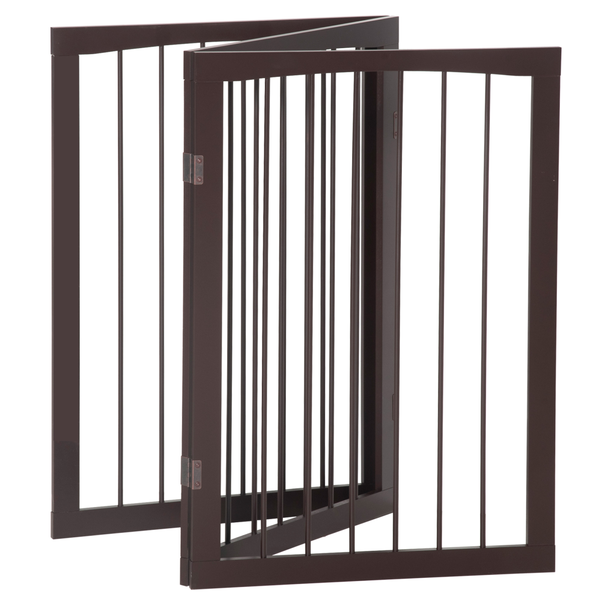 Pawhut Folding Freestanding Pine Wood Pet Gate – 3-Panel Indoor Dog Fence and Safety Barrier for Small Dogs